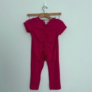 Kids Girls Two Piece Set Drawstring Top Flare Bottoms Size 12 Hot Pink Magenta